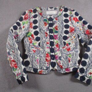 Anthropologie Isani Salta Floral Quilted Jacket Multicolor Floral Polka Dot